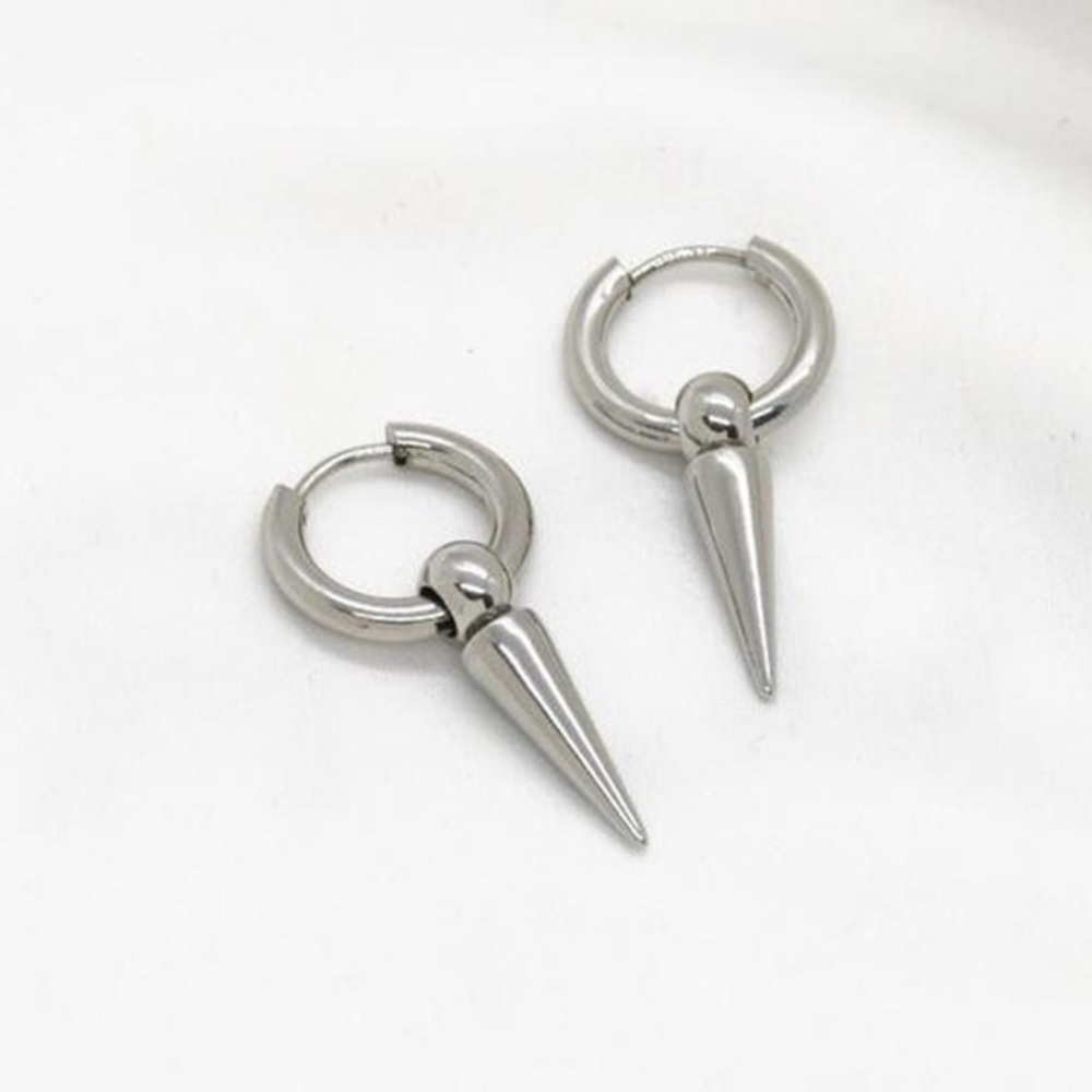 Silver Spike Hoop Earrings